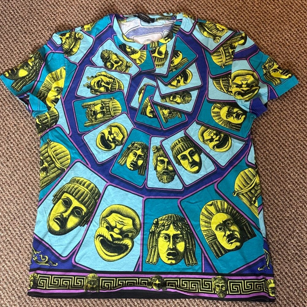 Versace Graphic Tee – Medusa/Masks Print